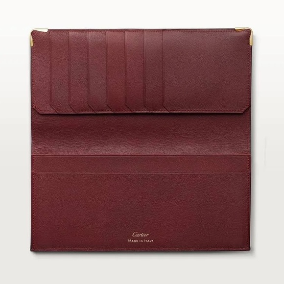 NEW Cartier international Wallet Gussets Bifold Long burgundy red brown leather - Picture 2 of 8